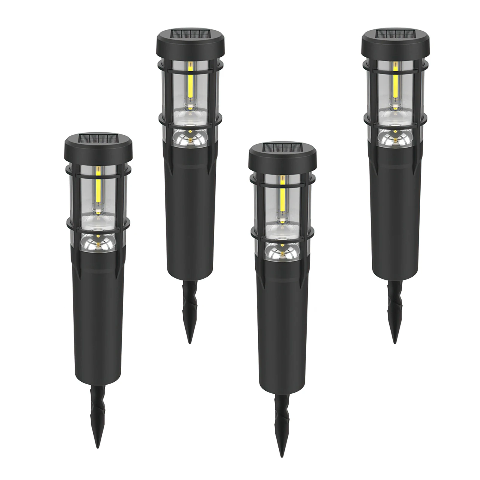 

4 Pack Solar Garden Pathway Lights IP65 Waterproof Outdoor LED Lighting Ground Plug Bollard Light For Gardens Pathways Lawn Yard