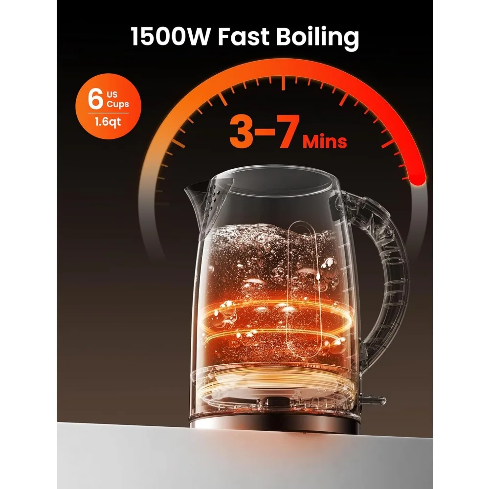 غلاية كهربائية، تحكم في درجة الحرارة مع 6 إعدادات مسبقة، تحافظ على الدفء لمدة ساعة واحدة، مع نافذة عرض، إيقاف تلقائي وحماية من الغليان الجاف