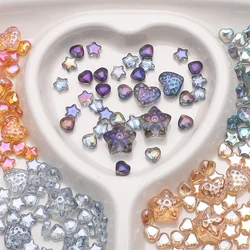 34Pcs Mixed Crystal Glass Love Heart Beads Star Pendants For DIY Making Charms Earing Necklace Jewelry Accessories Wholesale