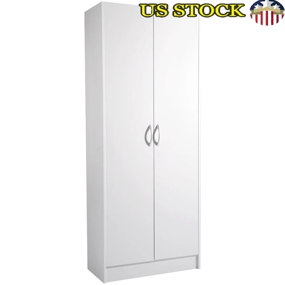 

Kitchen Pantry Cabinet with 2 Doors 3 Adjustable Shelves Freestanding Storage Unit Kitchen Living Room Utility Organization