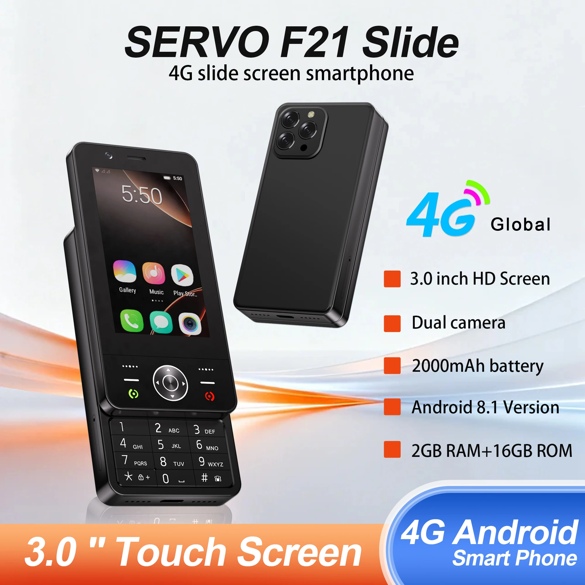 SERVO F21 SLIDE Touch Screen Smartphone Android OS 4G LTE 3.0