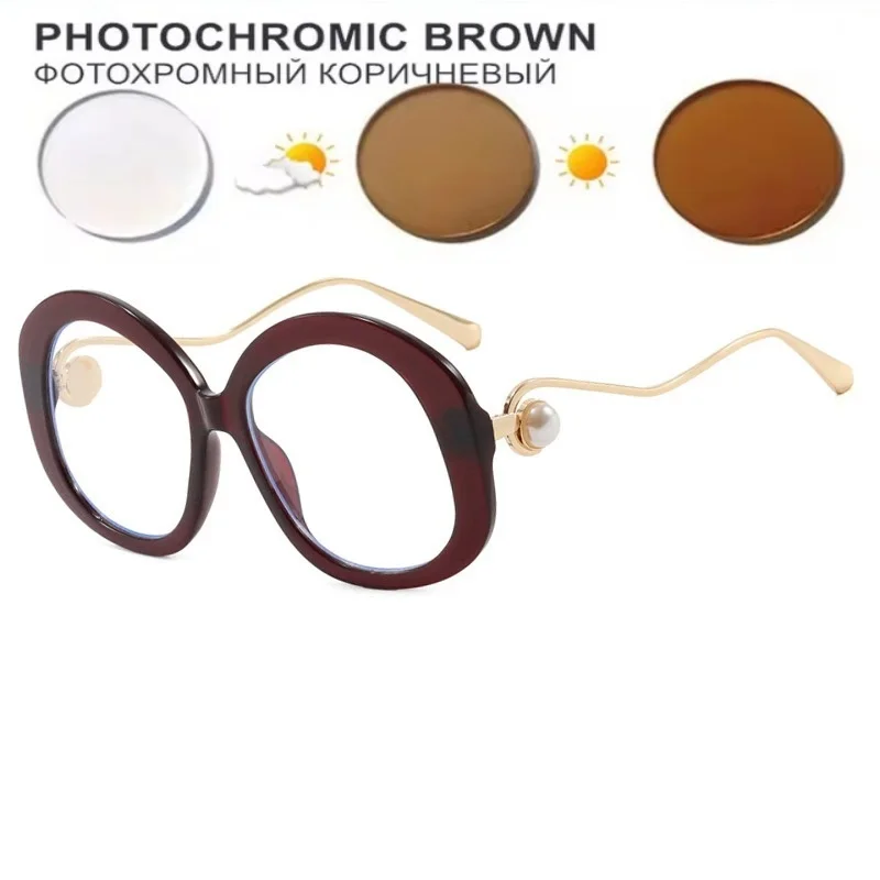 Round Large Metal Glasses Frame Fashion Non-Prescription Glasses Anti-Blue Light Glasses