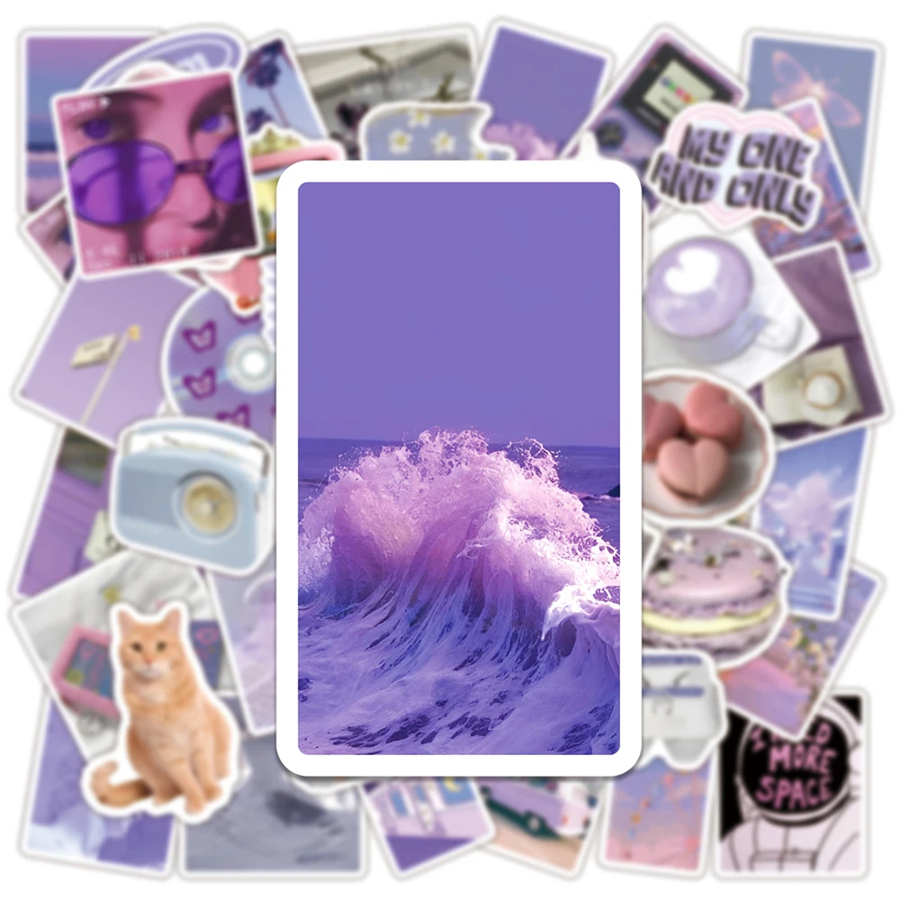 

10/30/50pcs Ins Style Fresh Purple Aesthetic Stickers Kawaii Girls Decals DIY Suitcase Phone Laptop Diary Cute Sticker Packing