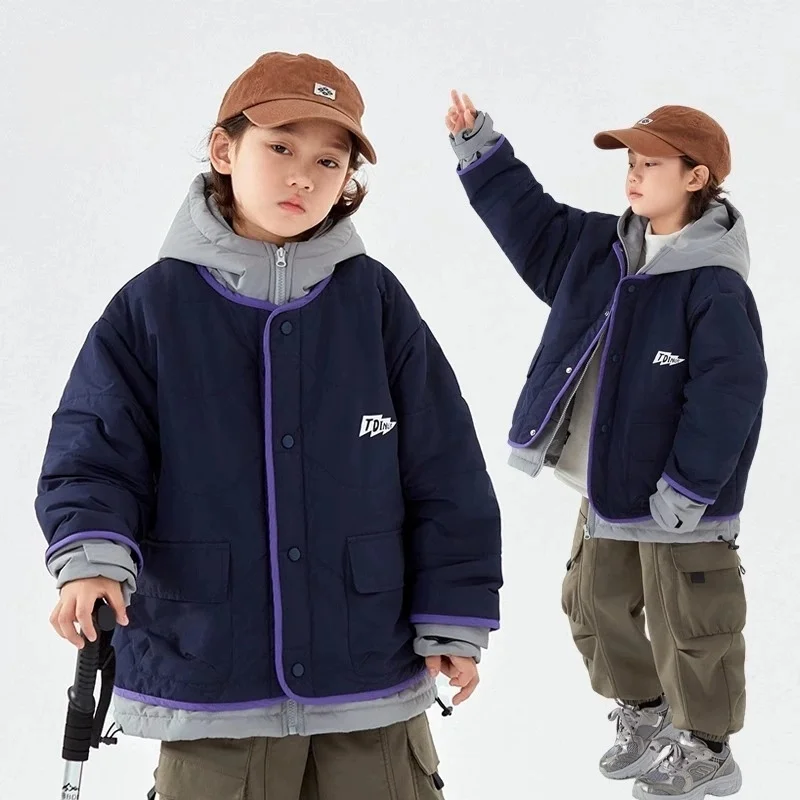 

Boys Coat Overcoat Jacket Windbreak Outerwear 2025 Hooded Winter Autumn Cotton Thicken Sport Teenagers Christmas Gift Children's