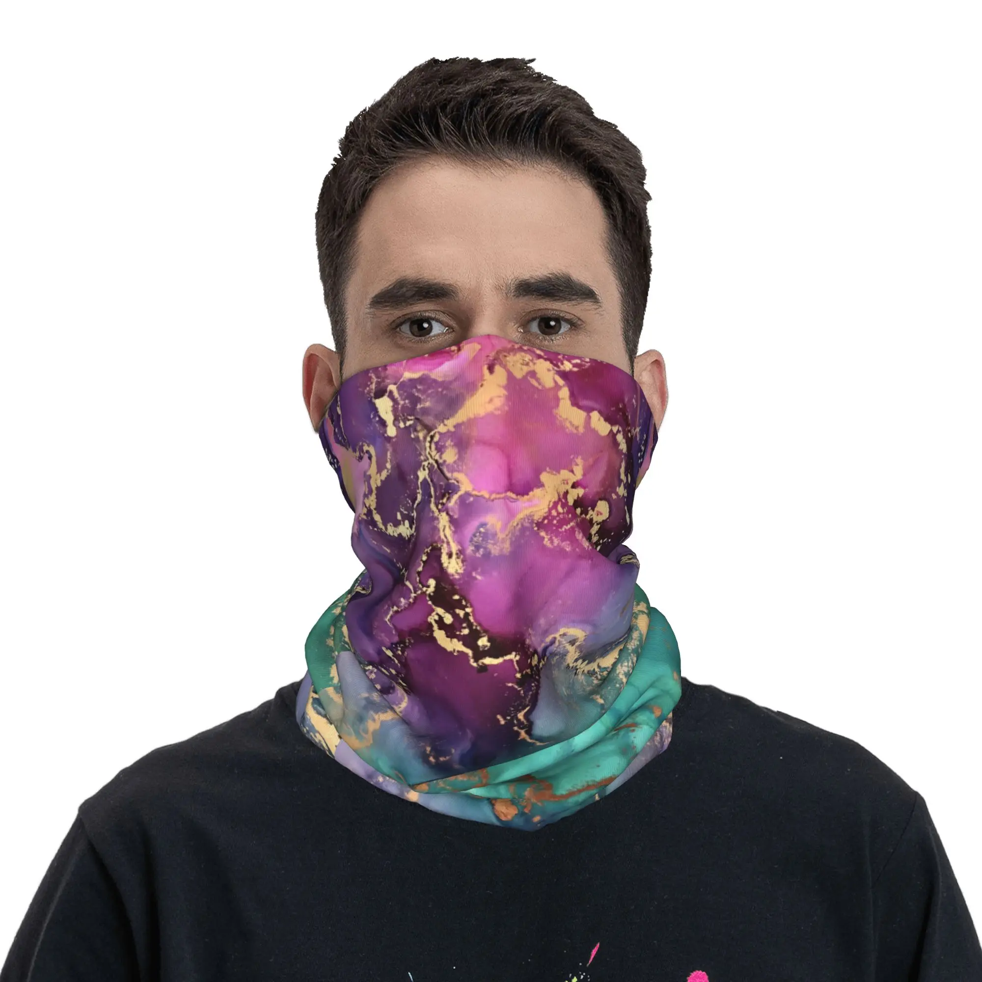 Balaclava Tubular de Lujo con Patrón de Mármol Azul Abstracto, Cubrecuello Cortavientos, Pañuelo Facial y Accesorio para la Cabeza para Mujer y Hombre