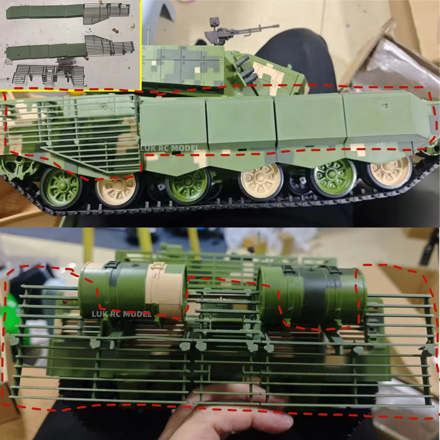 ZTZ 3899A 99B Additional Armor Anti Side Protective Fence Tail Grille for 1/16 RC Tank HENG LONG DIY Part Chinese Toy Boy Gift