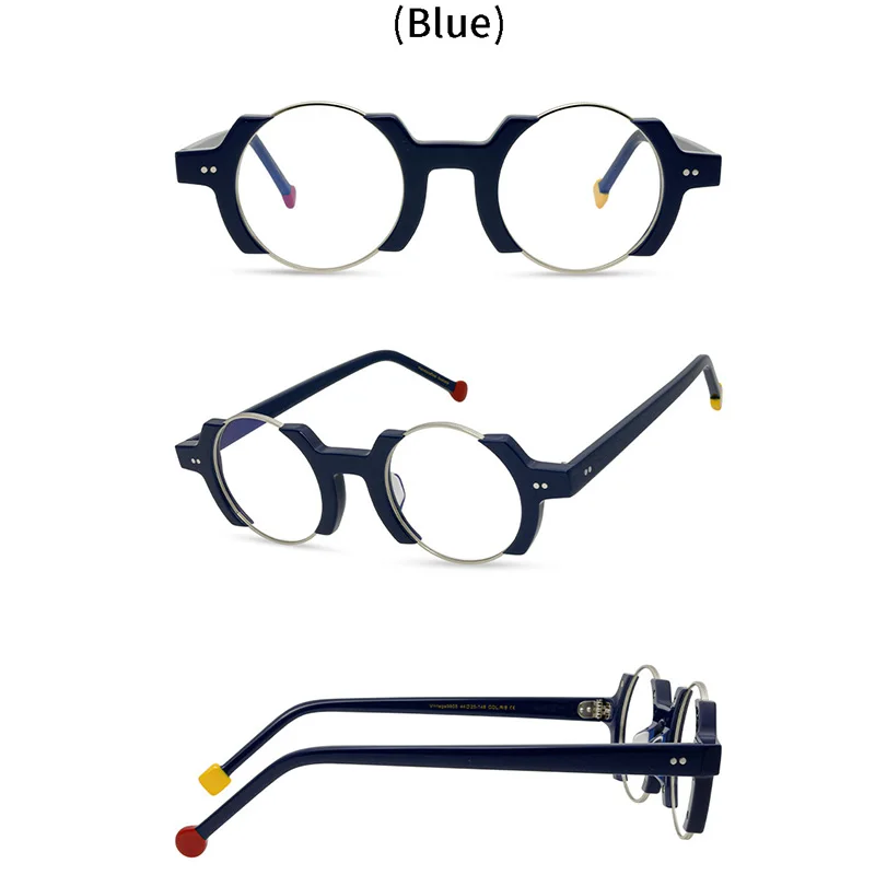 Belight Optical Classical Acetate with Metal Irregular Shape Glasses Frame Men Women Prescription Eyeglasses Retro Eyewear 9605