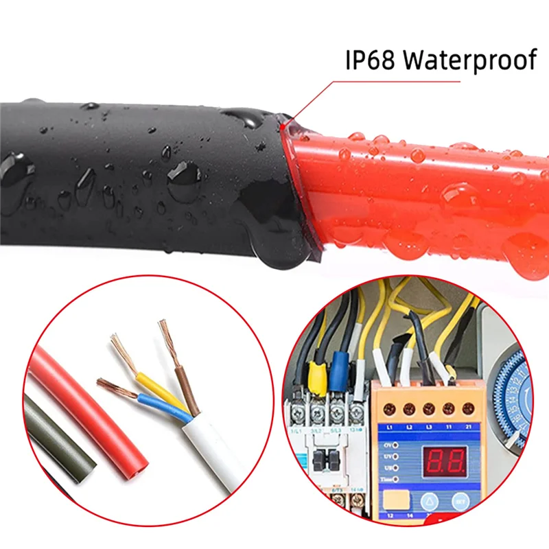 ABVG-180Piece Heat Shrink Tubing Kit 3:1 Ratio Adhesive Lined Marine Grade Shrink Wrap Industrial Heat-Shrink Tubing Black