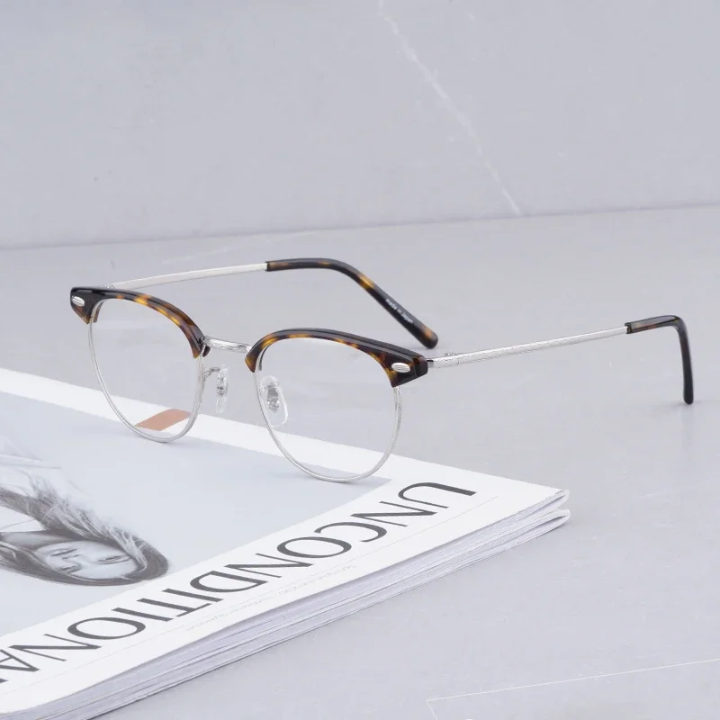 Japanese Glasses Frame Ballard Acetate Titanium Frame Retro Glasses Frame Men and Women Myopia Pure Titanium Eyeglasses Frames