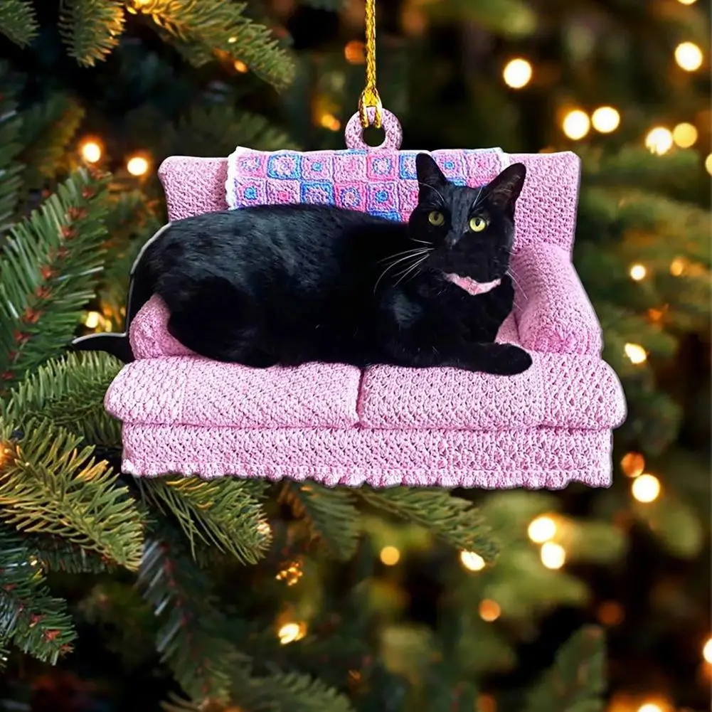الاكريليك زينة عيد الميلاد أريكة القط شخصية المنزل معلقة قلادة شجرة عيد الميلاد الحلي