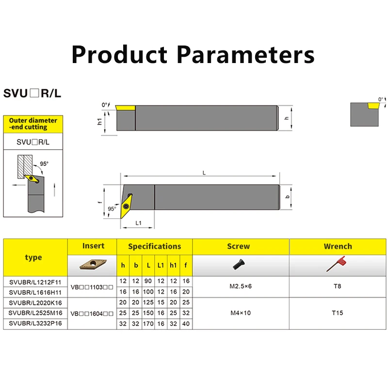 SVUBR1212 SVUBR1616 SVUBR2020 SVUBR2525 External Turning Tool SVUBR SVUBL Cutter Bar CNC Lathe Bar Turning Holder