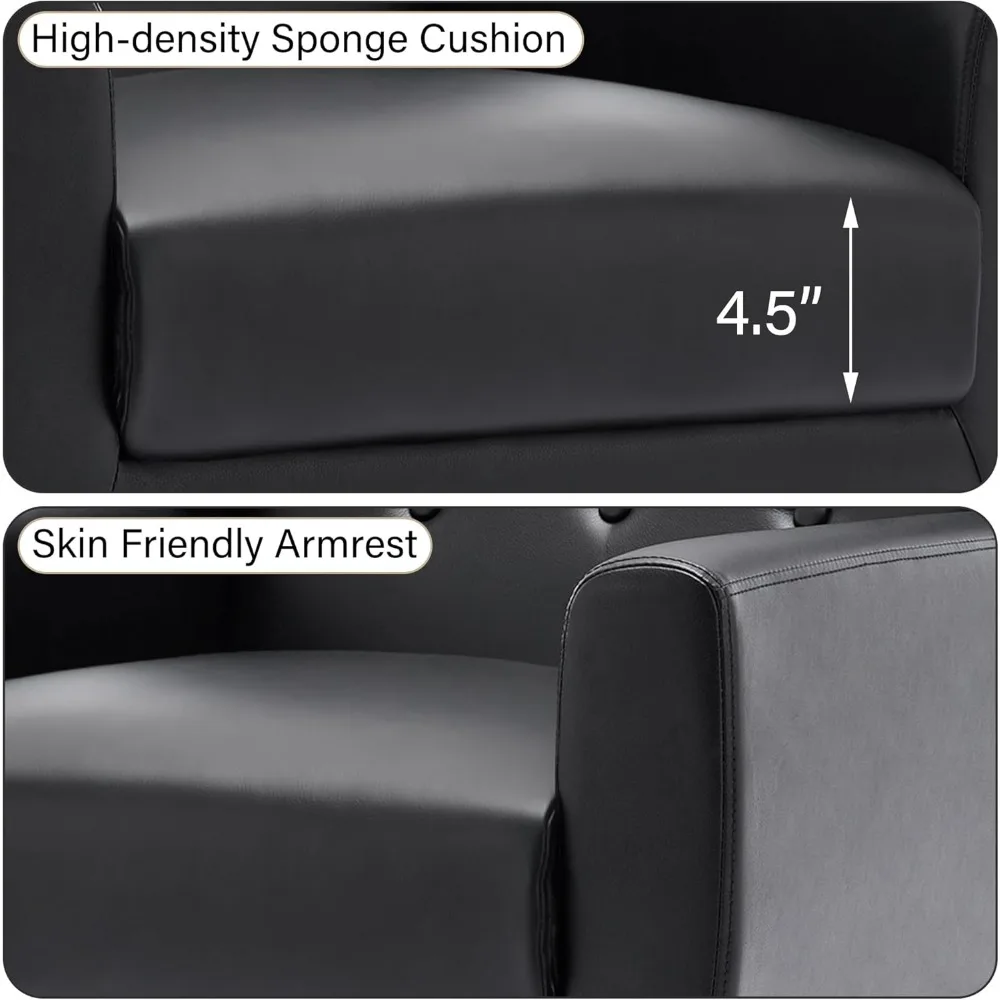 كرسي مميز، كراسي جلدية حديثة من منتصف القرن مع أذرع لغرفة المعيشة، كرسي أريكة فردي مريح منجد للنوادي