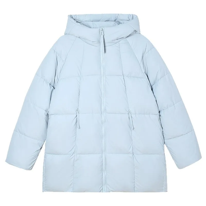 Mulheres leves jaqueta de inverno puff impressão geométrica zíper com capuz engrossado casaco acolchoado para senhora versátil feminino solto jakcet