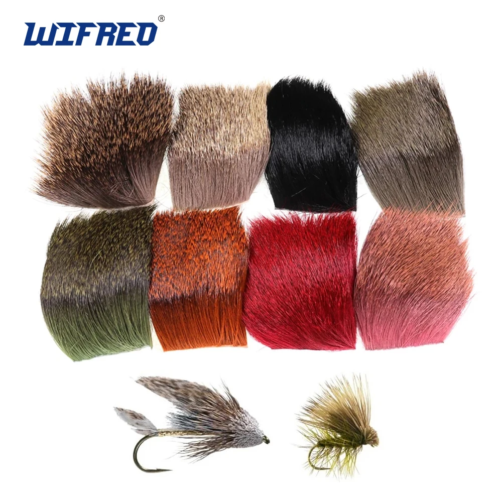 Wifreo 1PC Natural Deer Hair Fly Tying Material For Dry Flies Hopper Caddies Bass Bugs Wings Bodies Making Materials 5CM*5CM