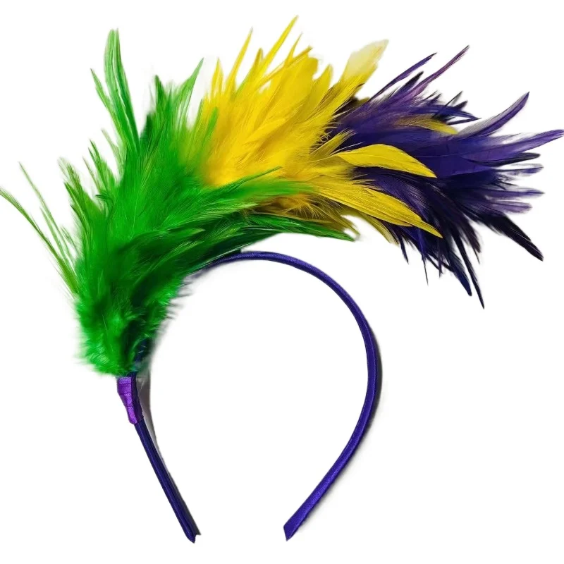 Aro para el pelo con plumas de colores para mujer, diadema a la moda, bandas para el pelo, joyería para la cabeza para niña, diadema para niña, accesorios para el cabello de cumpleaños