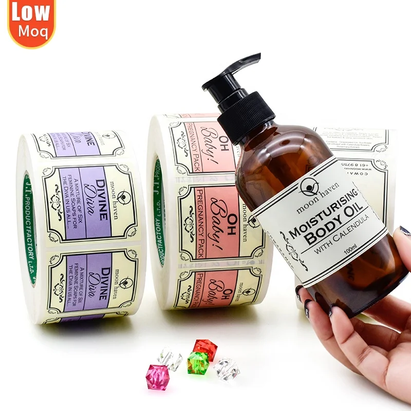 20 0 pieces.Custom Business Waterproof Label Stickers CMYK Printing Label Roll Logo Stickers Cosmetic Bottles Packaging