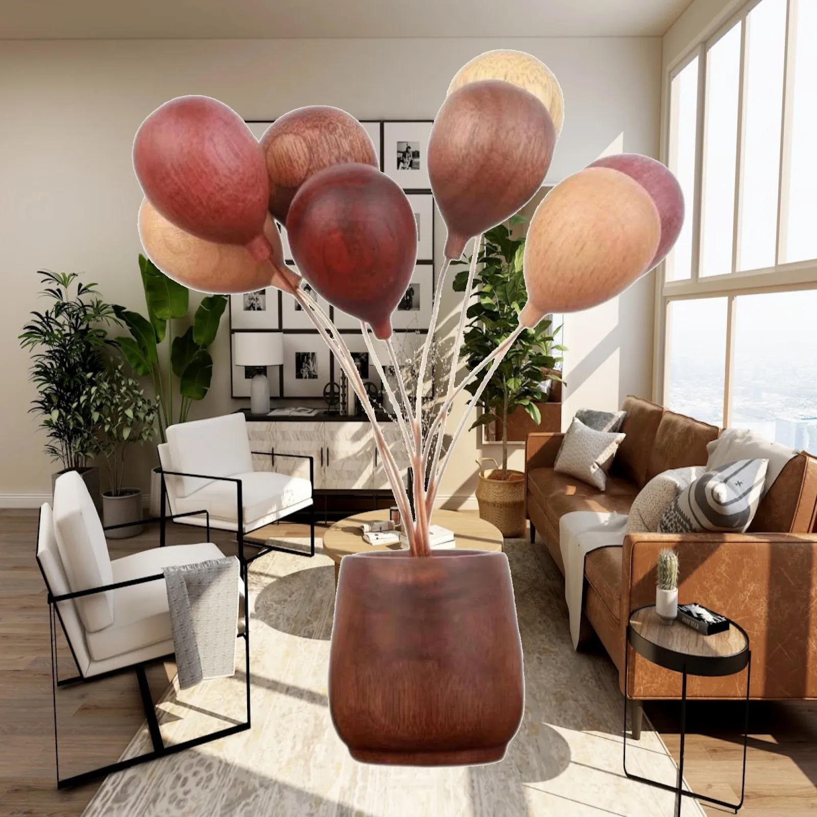 Air-Filled Bouquet Ornament Metal Wooden Balloon Decoration for Table