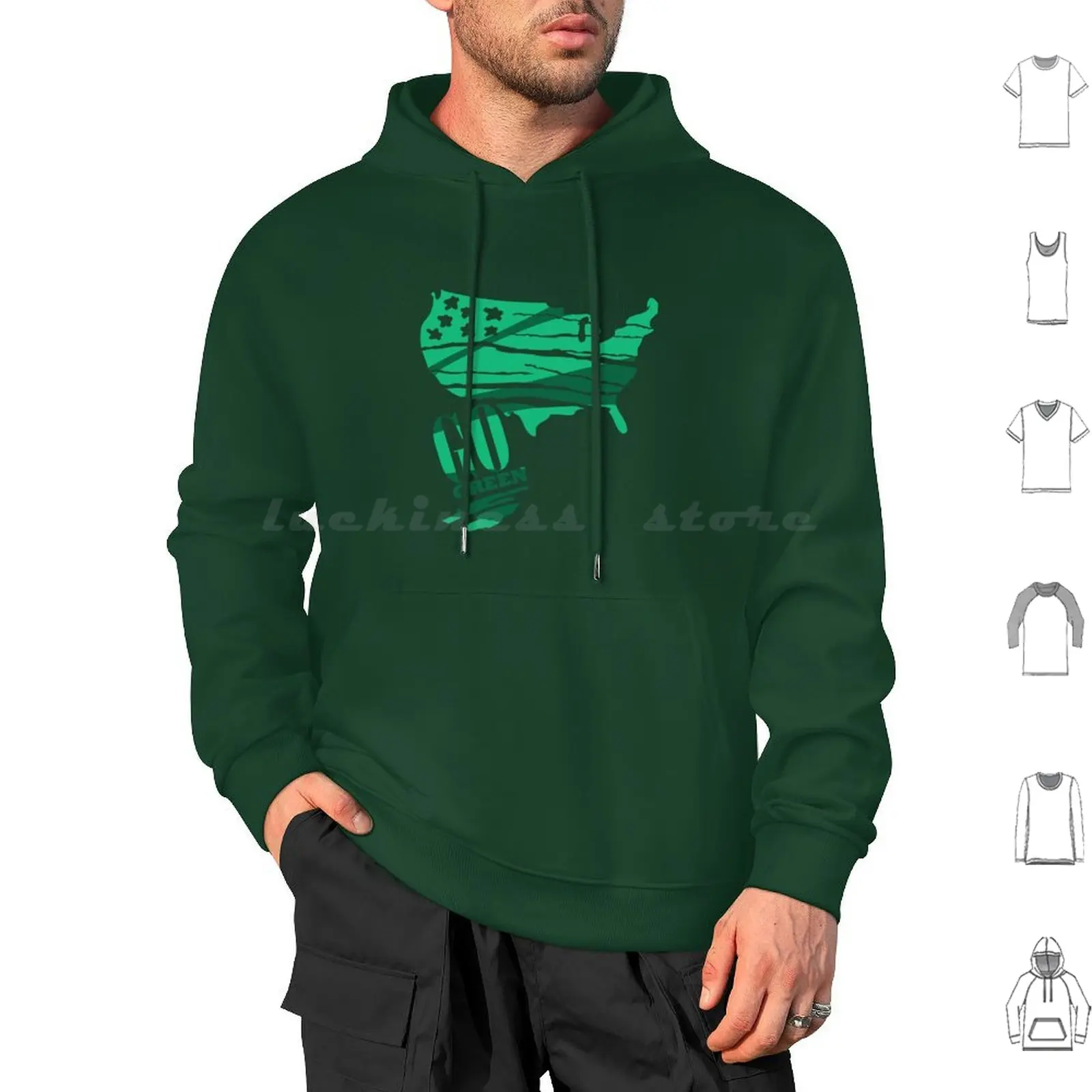 Go Green-Eco-Friendly Hoodies Long Sleeve Gogreen Ecofriendly Typography Environment Sustainability Nature Green Pod