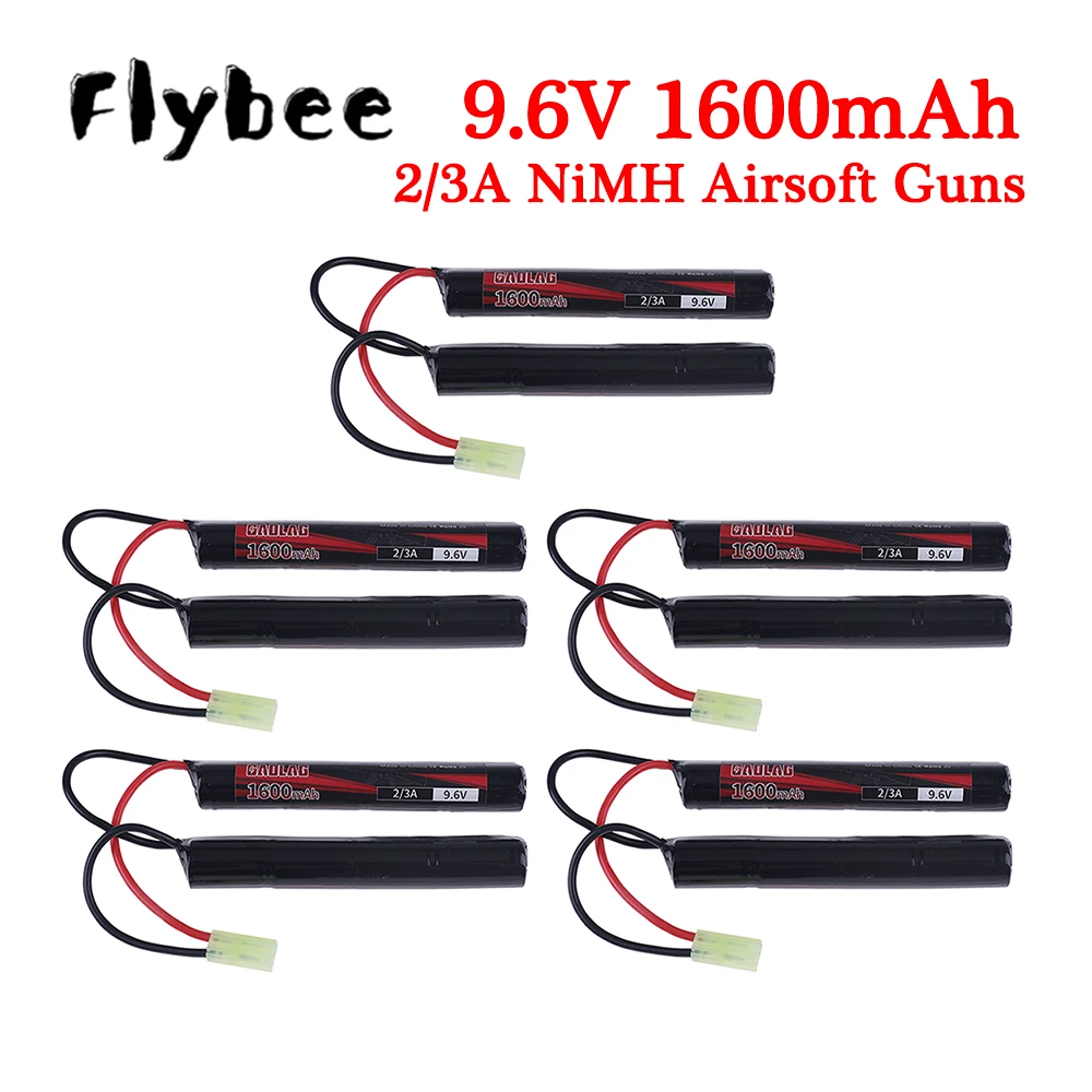 8S Butterfly NunChuck NIMH 2/3A 9.6v 1600mAh Battery Pack with Mini Tamiya Connector for Airsoft Guns MP5 M4 G36C M110 SR25 M249