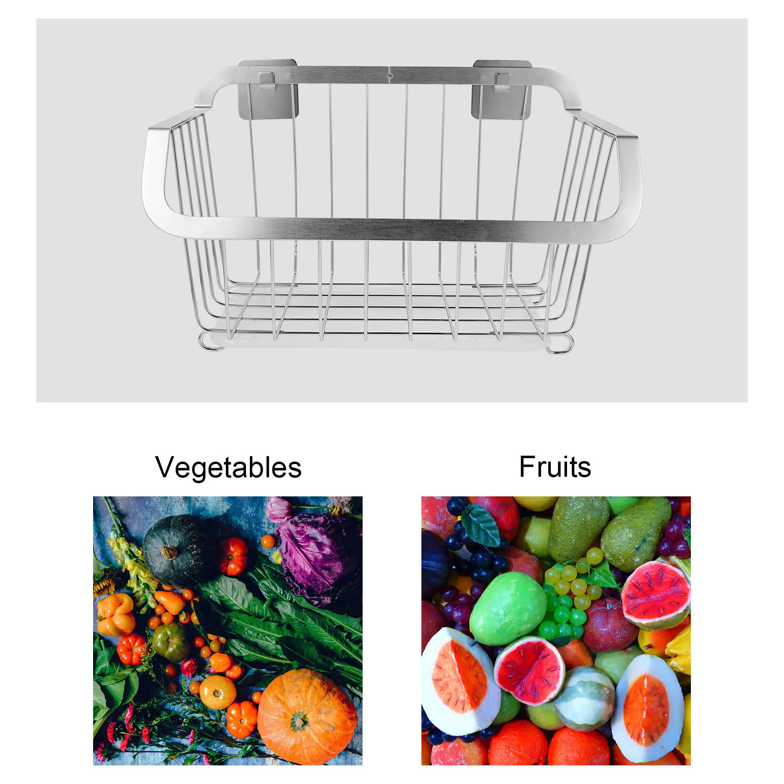 

Hanging Storage Shelf Stainless Steel Organizer Rack for Kitchen Bathroom No Drilling Multi-Functional Space Saver Tidy Home