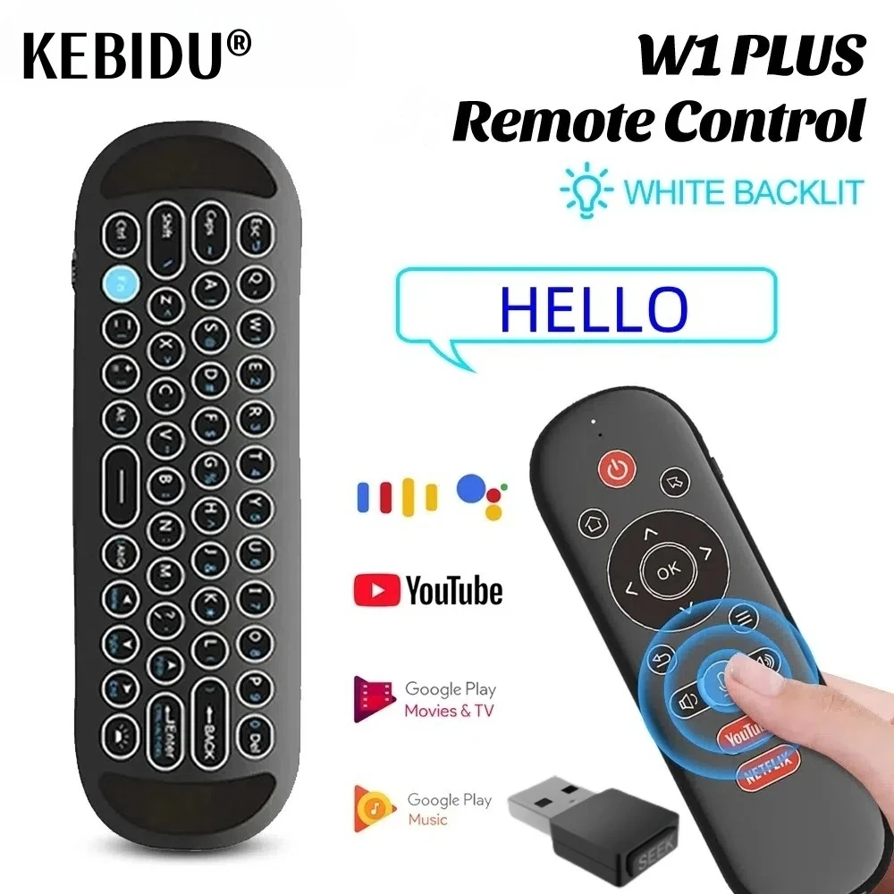 W1 PLUS Air Mouse Remote Control 2.4G RF Wireless Mini Keyboard Smart Gyroscope Keyboard Sense Anti-loss IR for Android TV Box