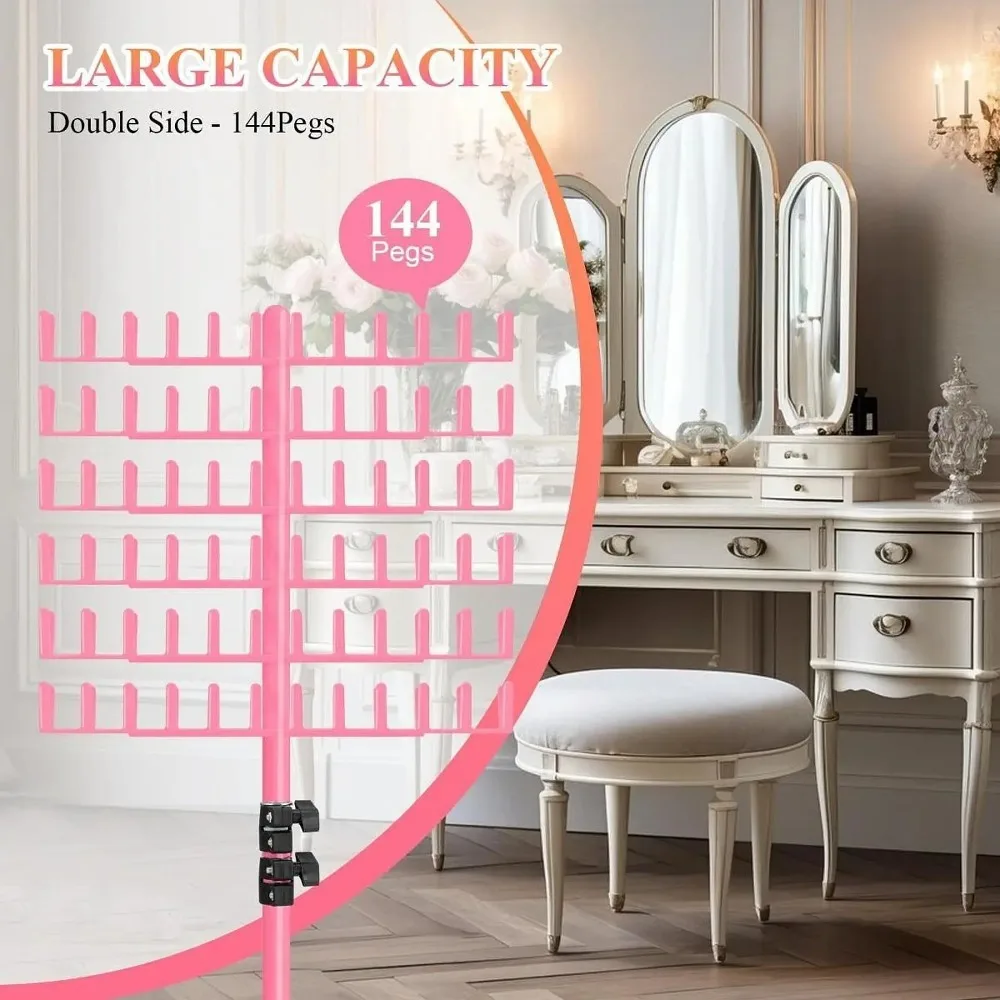 

144 Pegs Double Sided Hair Braiding Rack Braiding Hair Braiders Tool Adjustable Braiding Rack DIY with Combs Hair Clips
