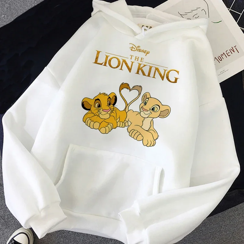 Disney Pattern Simba Male Sweatshirts Pocket Cartoon Cute Print Loose Clothing Cozy Daily Men Hoodies Autumn Winter Pullover