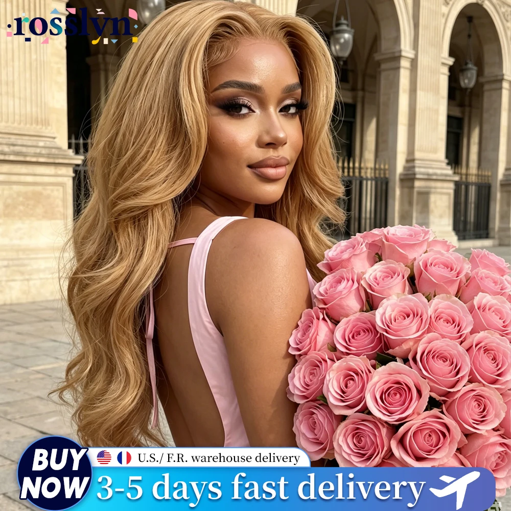 27# Body Wave 32 Inch Honey Blonde Color 13x6 HD Lace Front Wigs Human Hair 220% Density Raw Highlight 13x4 Pre-pluck Lace Frontal Wig