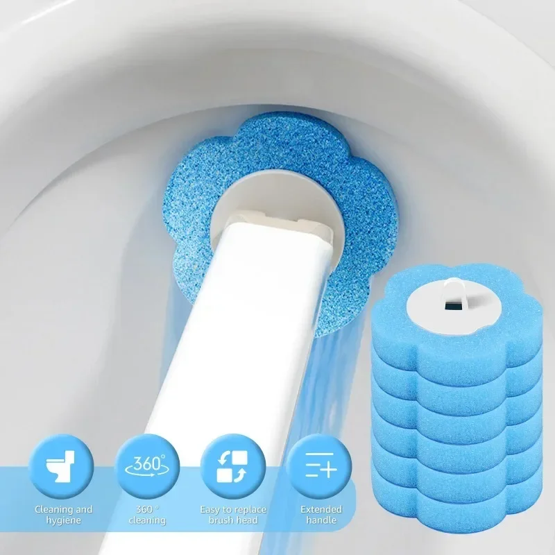 6/60Pcs Toilet Brush Heads Flower Shaped Dissolving Head Replacement Household Toilet Bathroom Cleaning Sponge Accessories