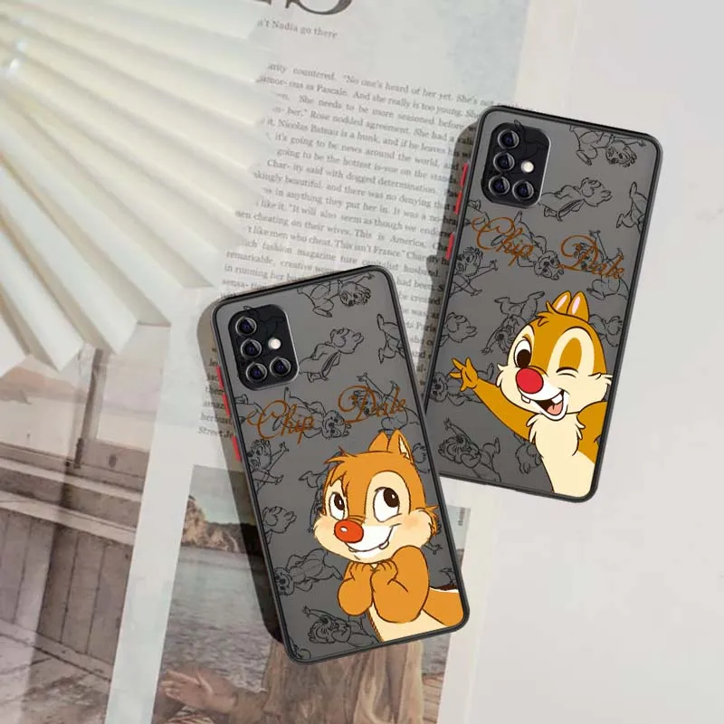 

Chip&Dale Cute Disney For Samsung A56 A42 A36 A34 A33 A32 A23 A16 A04 A03 Note 20 5G Frosted Translucent Phone Case