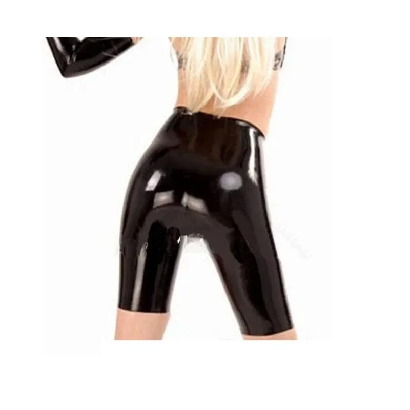 High Waist Latex Tight Shorts Boxer Rubber Black Underwear Size XXS-XXL (No Zip)