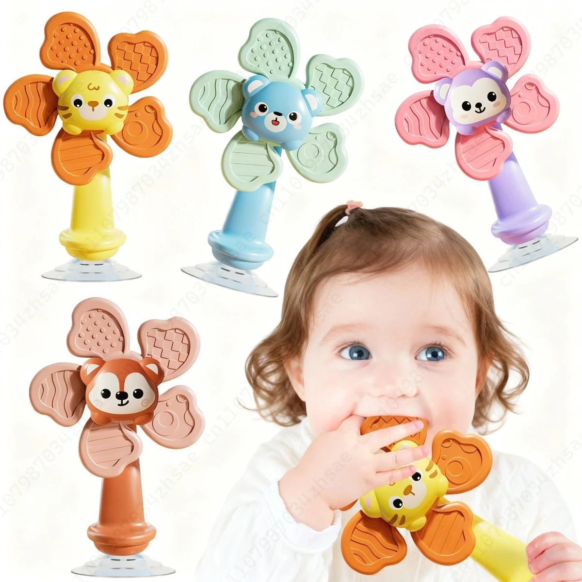 Baby Bath Toy Bathing Sucker Spinner Suction Cup Cartoon Rattles Fidget Educational Toy Children Boy Girl Gift Funny Development