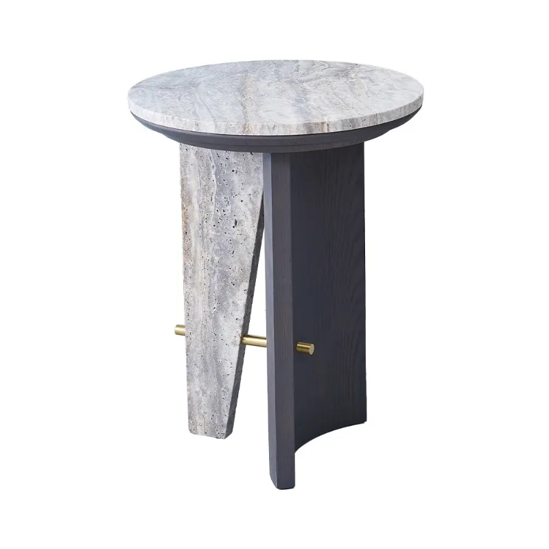 round marble countertop sofa side table wood curved legs limestone decorative coffee table apartment with small coffee table