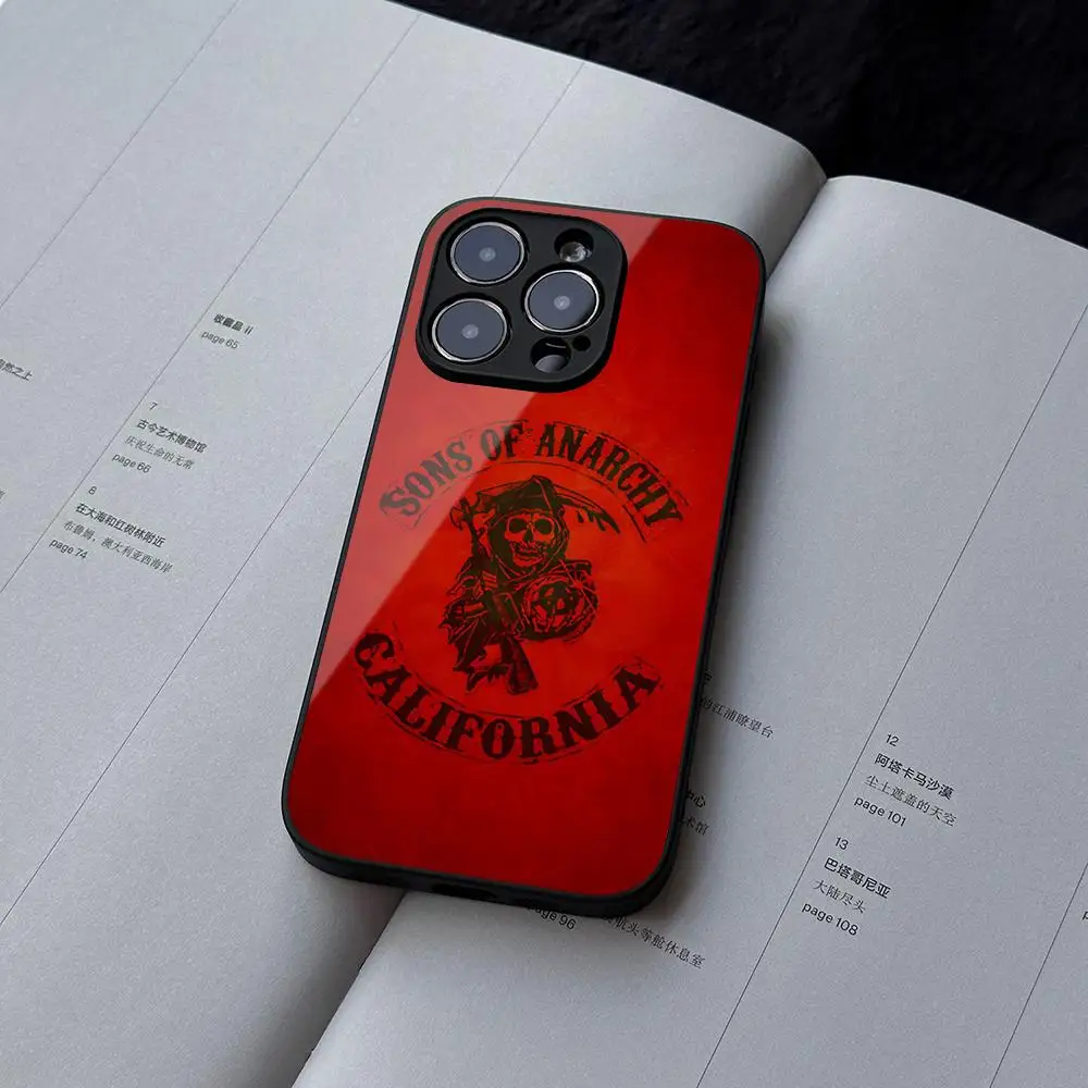 Funda de teléfono Sons Of Anarchy Eua Tv para iPhone 15 17 13 14 12 16 11 Pro XS Max Plus Mini X XR SE2020, funda de vidrio templado