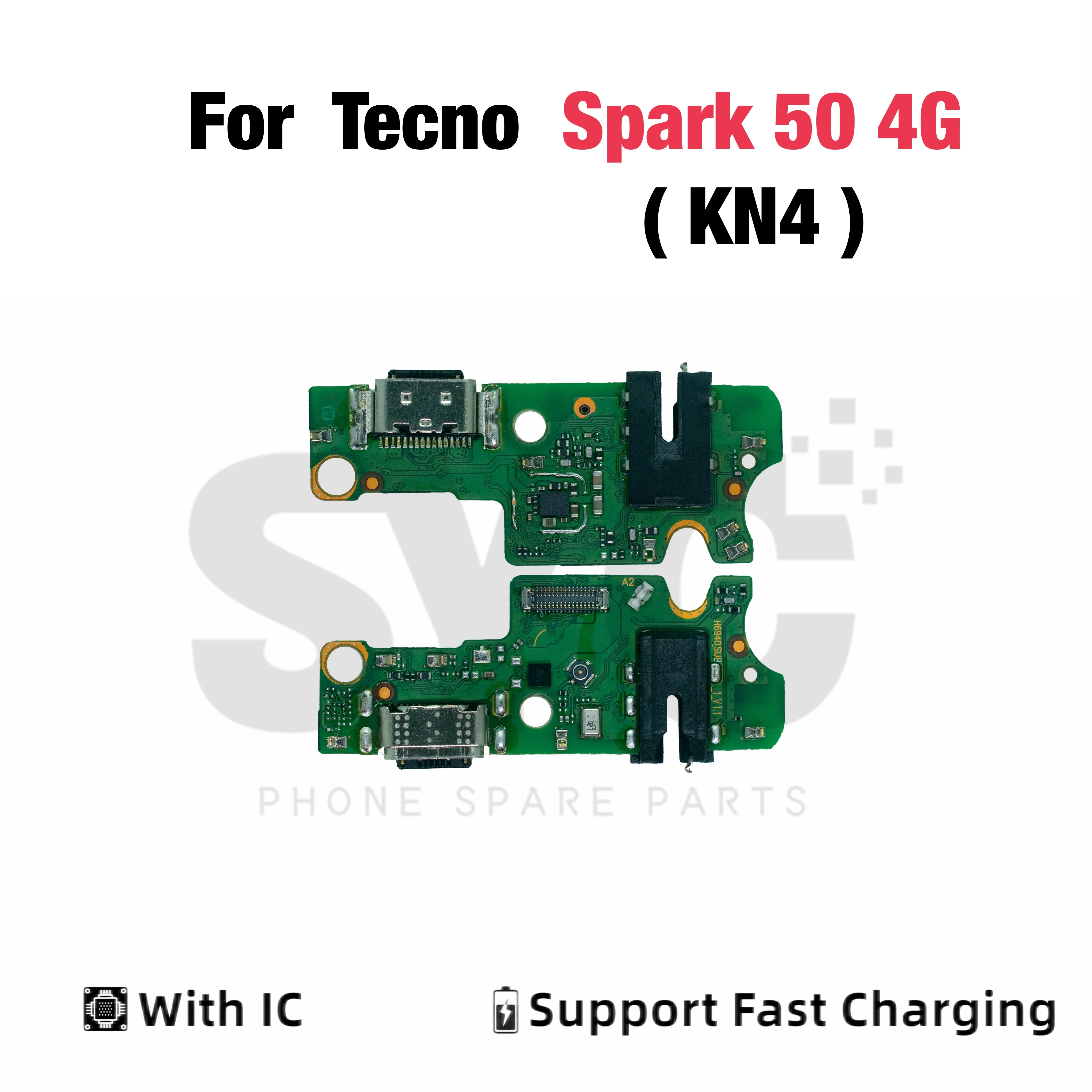 OEM with IC USB Port Charger Dock Connector Charging Board Flex Cable for Tecno Spark 50 4G KN4  Replacement Parts