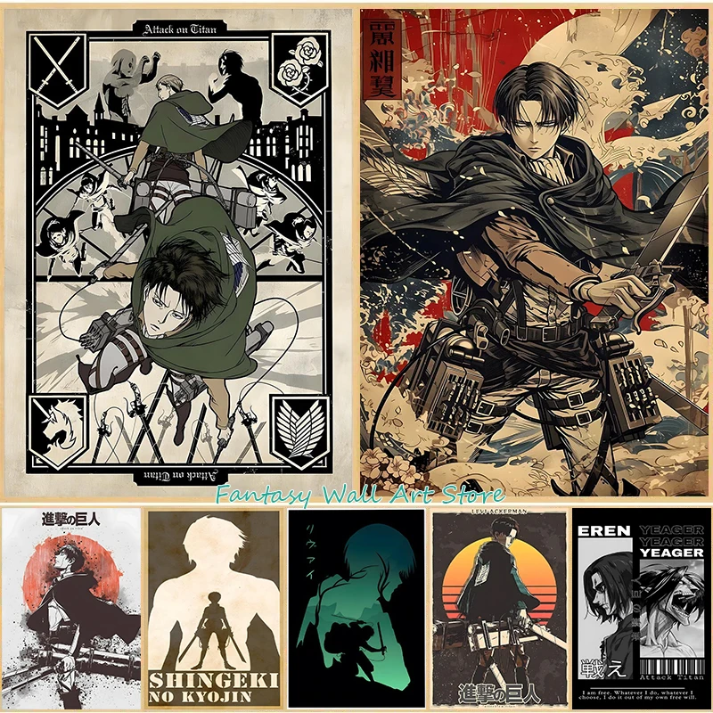 A-tck-on-Titan Anime Levi Ackerman Eren Yeager Anime Charaktere Serie Poster Leinwand Malerei Wand Bilder Home Room Decor