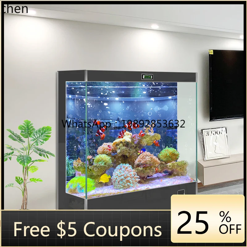 YGG  fish tank living room household small and medium square against the wall large back filter ecological landscaping fish tank