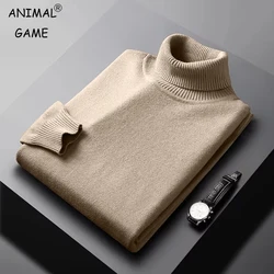 New Men's Turtleneck Neck Sweater Slim Fit Lightweight Sweatshirts Knitted Pullover Autumn Casual Fashion Long Sleeve Sweater