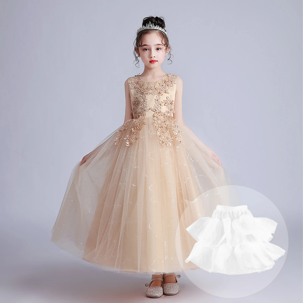 

1Pcs Children Petticoat Skirt Brace Wedding Dress Underskirt Lace Mesh Gauze Lining Soft Elastic Adjustable Size Tutu