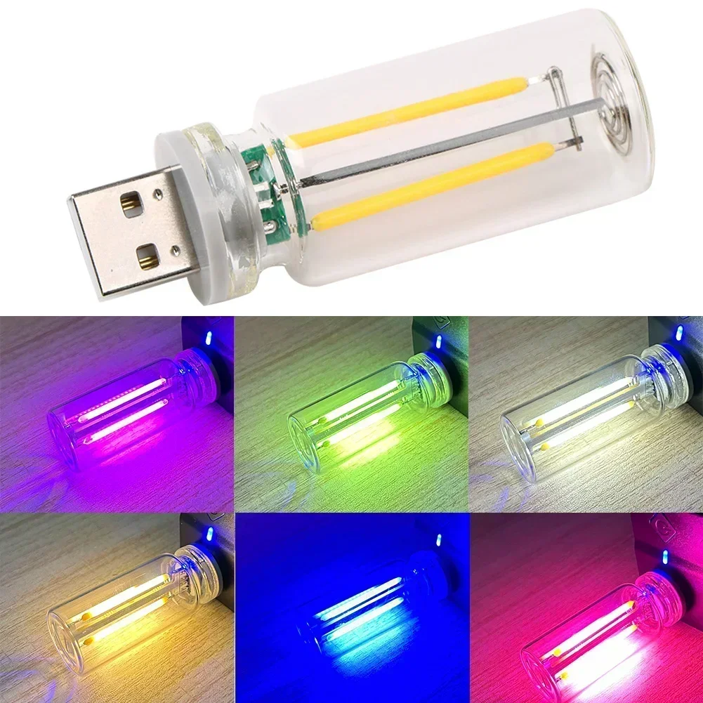 1pcs USB LED Filament Touch Dimming Bulb 5V Retro LED Edison Bulb 0.3W Night Light Camping Incandescent Decorative LED Lighting