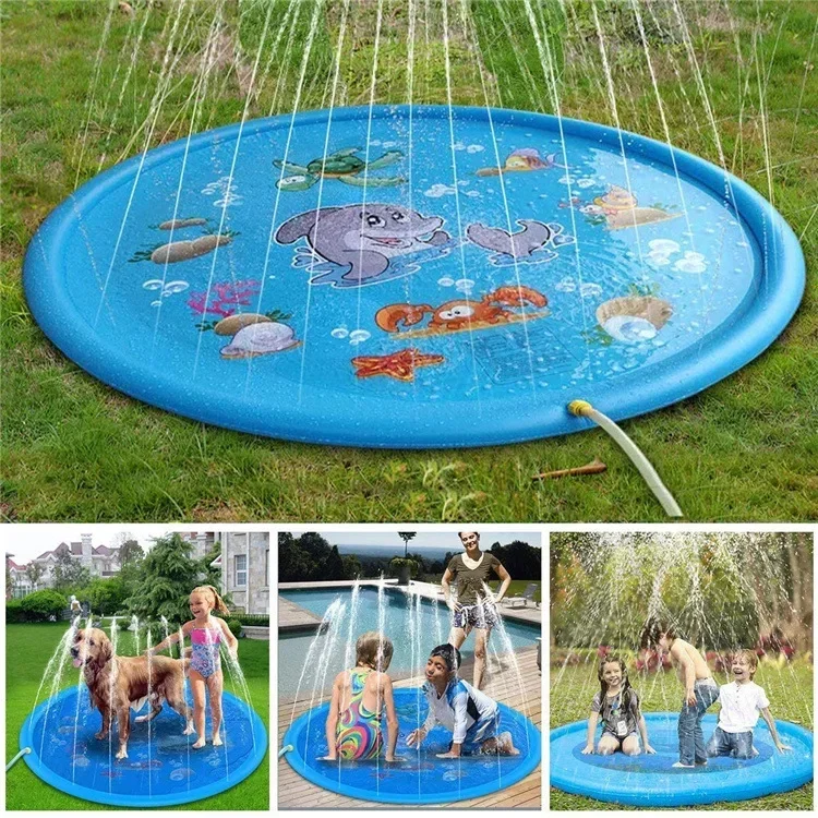 Pet Toy Dog Toys Play Spray Mat Beach Inflatable Water Sprinkler Pad Outdoor Game Toy Lawn Swimming Pool Mat 100cm