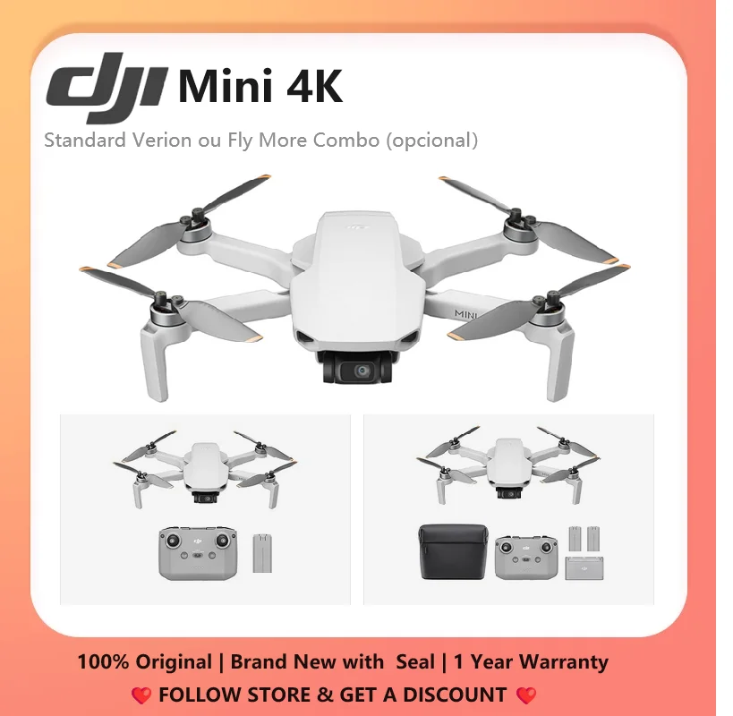 DJI Mini 4K Drone DJI Mini 4K Fly More Combo with 4K UHD Camera Under 249 g3-Axis Gimbal Stabilization 10km Video Transmission