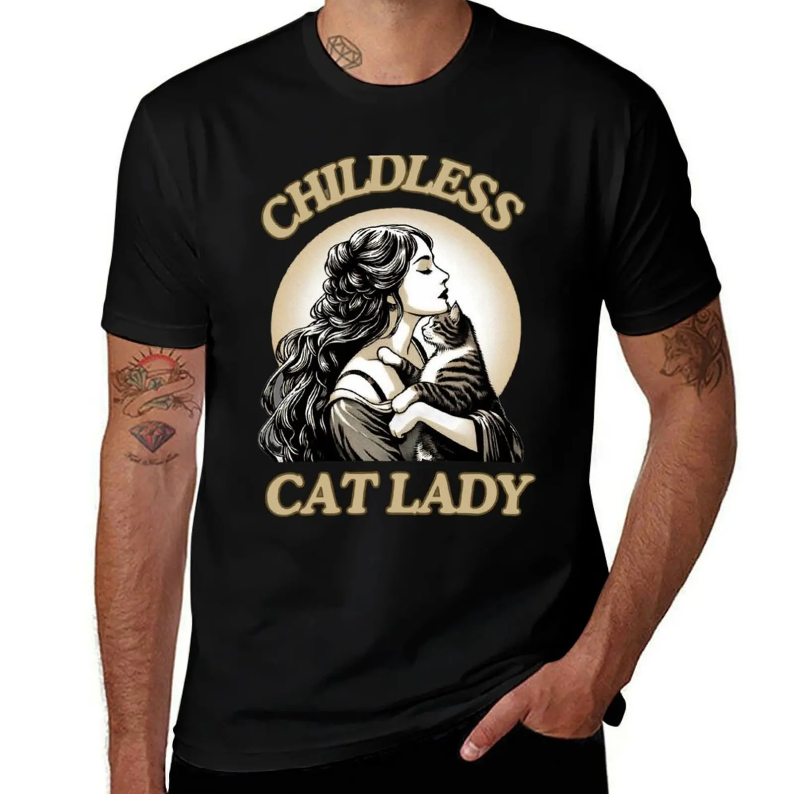 Fun 'Childless Cat Lady' T-Shirt Work Wear Short Sleeve T-Shirt