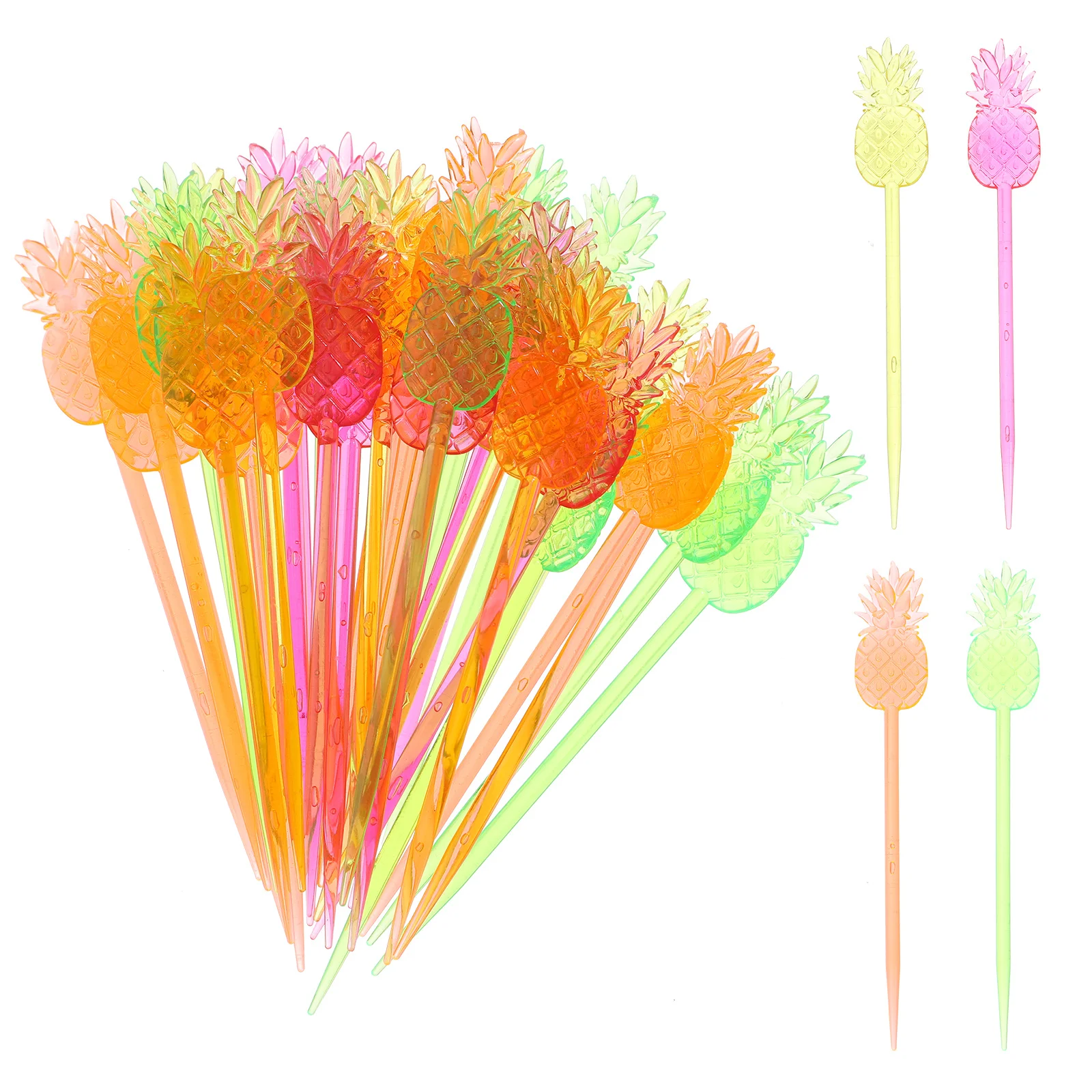 

50Pcs Plastic Cocktail Fruit Picks Colorful Portable Fruit Forks Decorative Food Sticks for Kitchen Restaurant Events