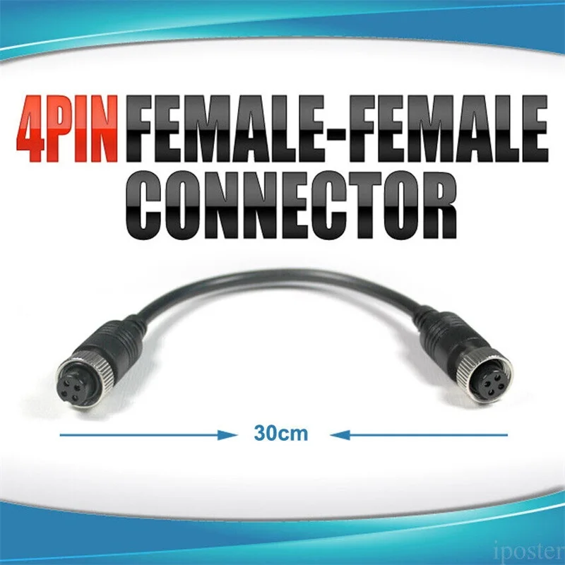 

1 Pc 30cm Car Cable Female To Female Connector For 4PIN Reversing Camera Pure Copper Core Transmission 4 Core Conversion Cable