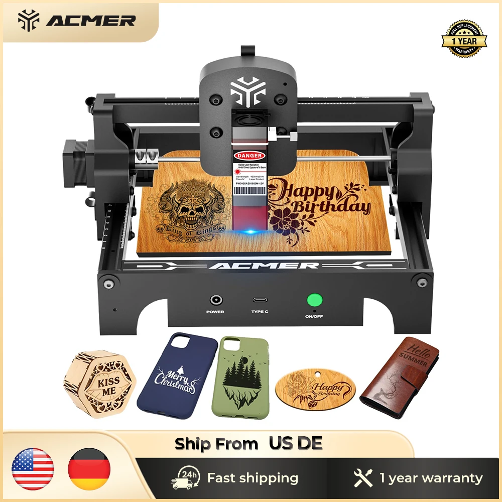 

ACMER S1 Mini Portable Laser Engraver High Precision CNC Cutting Tools Engraving Machine DIY for Logo Wood Glass Acrylc Beginner