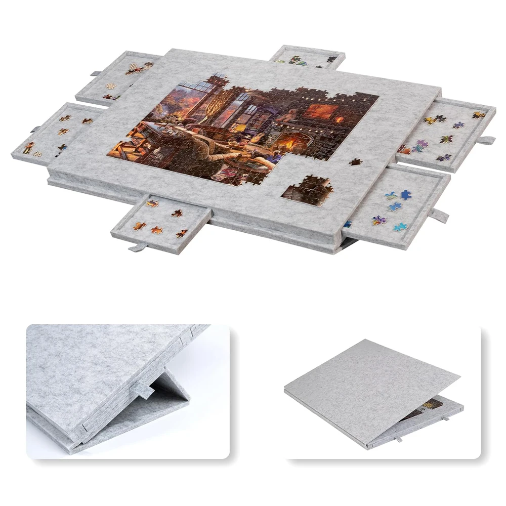 Kantelbaar puzzelbord met 2-in-1 ontworpen standaard en hoes voor volwassenen, draagbare puzzeltafel voor maximaal 1000 stukjes
