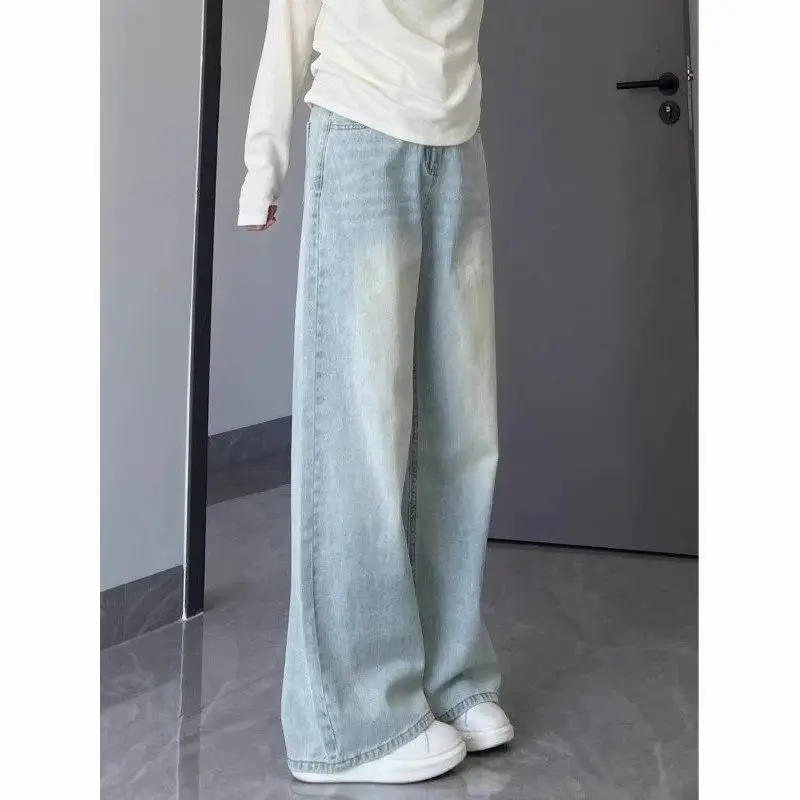 

Light Color Wide Leg Jeans 2025 High Waist Body Shape Autumn New Loose Small Slimming Straight Floor-Length Pants