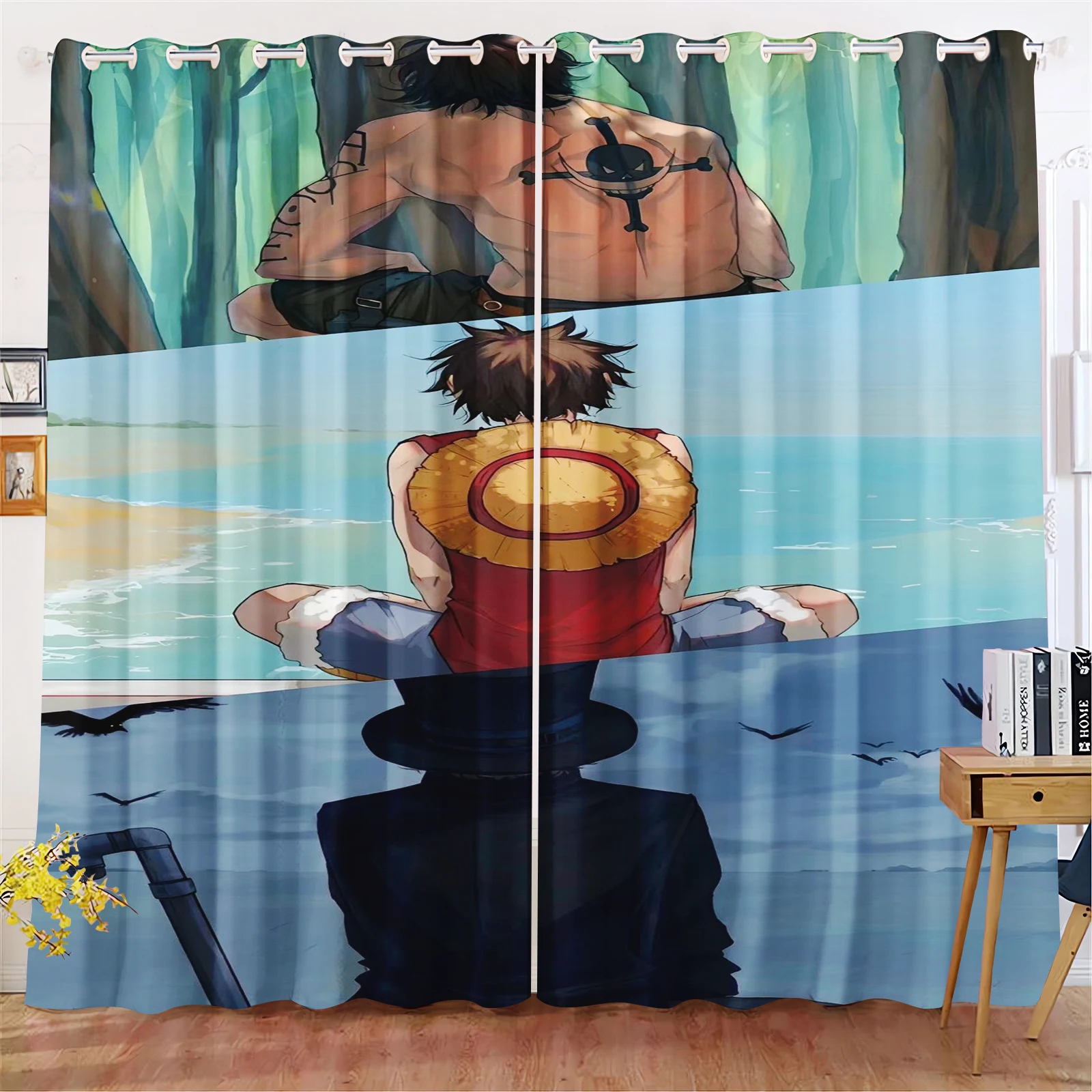 Monkey D Luffy Curtain Cartoon Blackout Polyester One Piece Fashion Suitable Bedroom Kids Home Adult Room Decoration