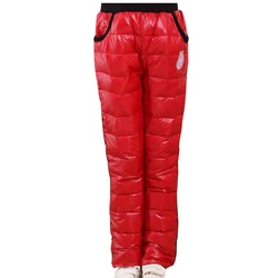 Girls Down Pants Red Polyester Waterproof Snow Trousers Thick Warm Children's Winter Size M Cotton Pants 4-6T